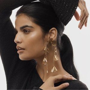 NWT Anthropologie Floral Drop Earring Gold Tone